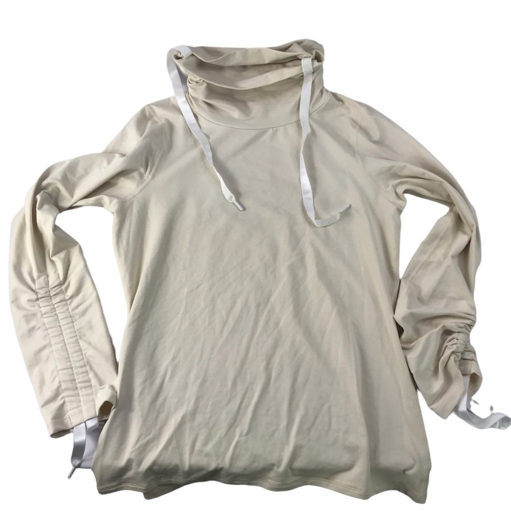 G. Goop Long Sleeve Shirt Ivory Cinchable Sleeves Women's Medium Gwenyth Paltrow